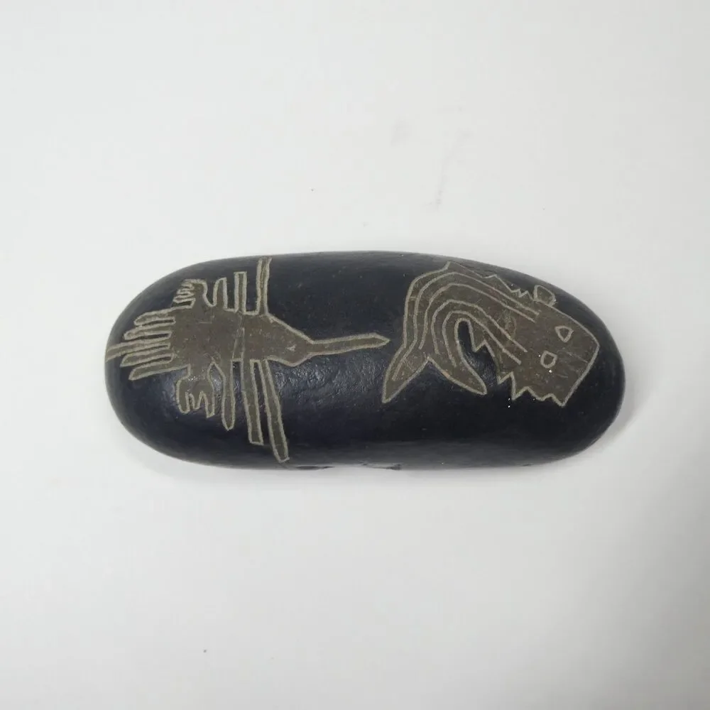 Nazca Line Drawing Stone Bird & Fish Peruvian
